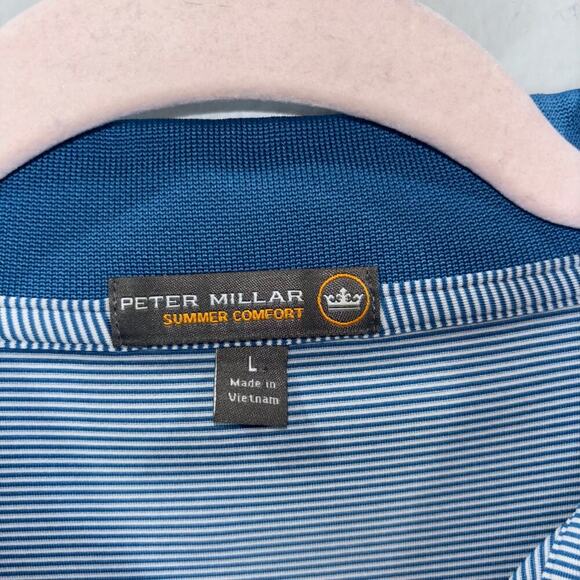 Peter Millar Summer Comfort Striped Performance Polo Shirt | Size L - Picture 3 of 11